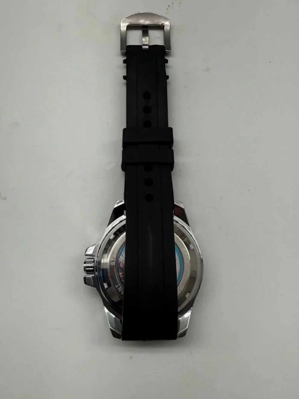 MOLDOA DIVER MENS BLACK 43MM AUTOMATIC DATE STEEL RUBBER BAND WATCH NIB